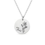 birth month flower necklace in sterling silver