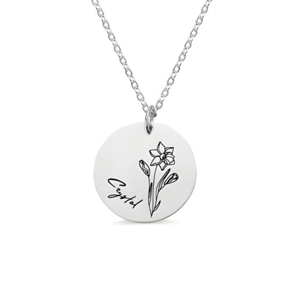 birth month flower necklace in sterling silver