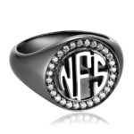 Embrace Your Story – Circle Monogram CZ Ring with Black Plating – A Timeless Tribute for Loved Ones - Image 2