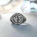 Embrace Your Story – Circle Monogram CZ Ring with Black Plating – A Timeless Tribute for Loved Ones - Image 3