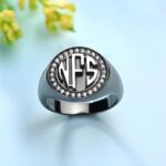 Embrace Your Story – Circle Monogram CZ Ring with Black Plating – A Timeless Tribute for Loved Ones - Image 4
