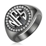 Personalized monogram ring with black plating