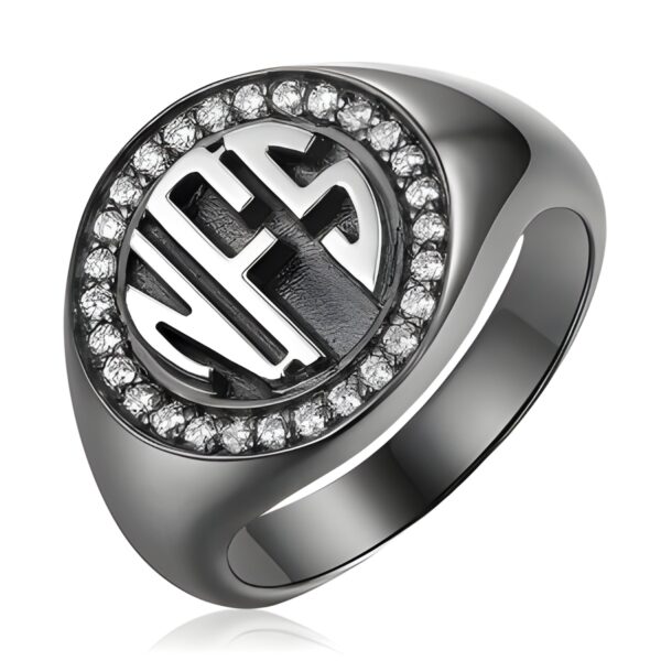 Personalized monogram ring with black plating