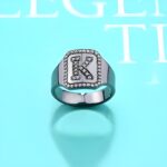 Embrace Your Identity – Initial Ring with Black Plated CZ Accents – A Timeless Treasure for You or Loved Ones - Image 3