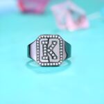 Embrace Your Identity – Initial Ring with Black Plated CZ Accents – A Timeless Treasure for You or Loved Ones - Image 4
