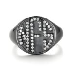 Embrace Your Story – Engraved Circle Monogram Ring with Sparkling CZ – A Timeless Tribute for Loved Ones - Image 2