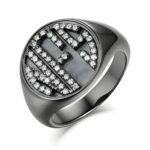 Engraved circle monogram ring for personalized gifts