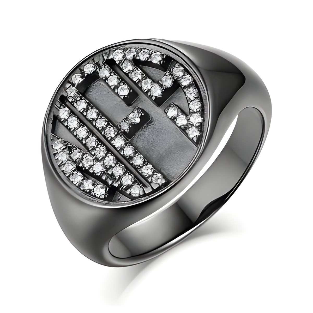 Engraved circle monogram ring for personalized gifts