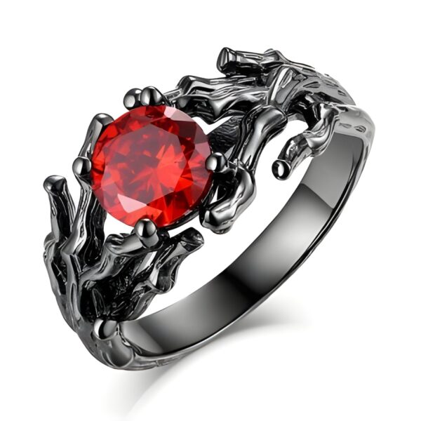 Birthstone branch ring for her, embracing nature's glow