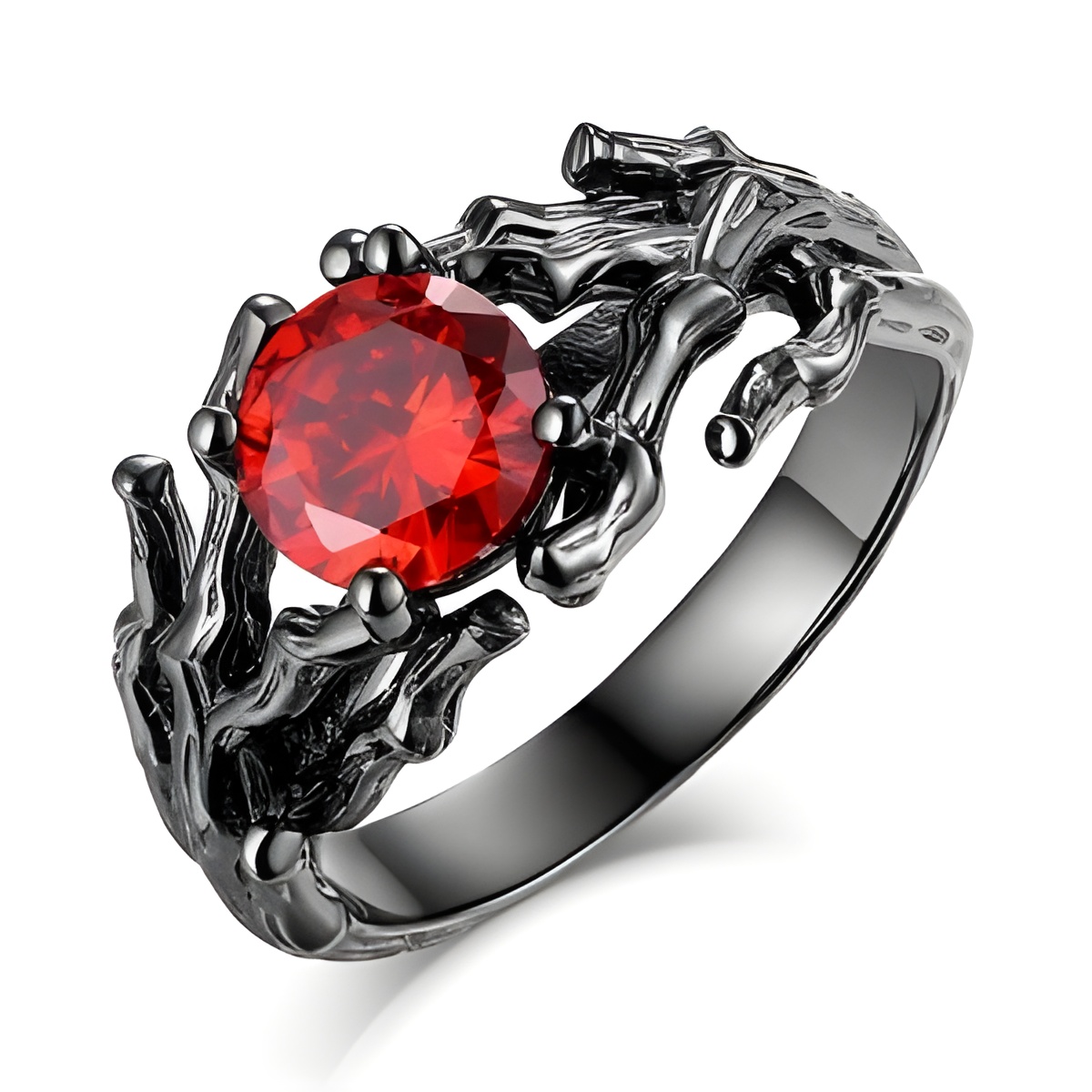 Birthstone branch ring for her, embracing nature's glow