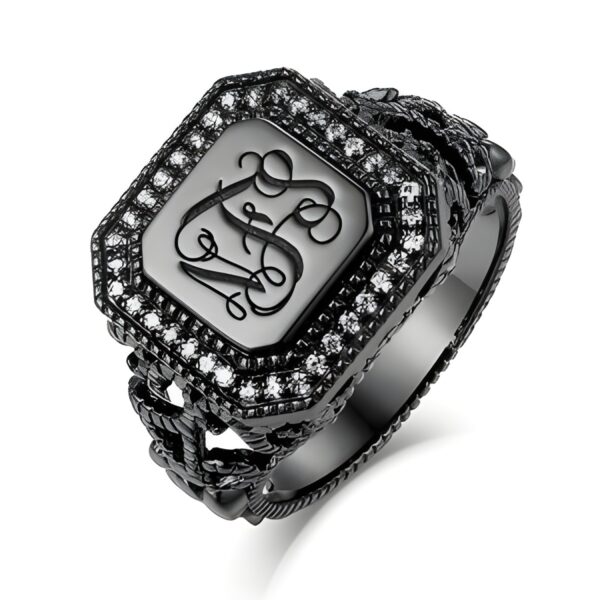 Engraved vine monogram ring showcasing timeless elegance