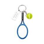 Engraved tennis racket keychain for passionate players