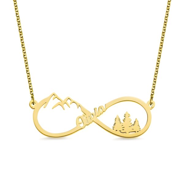 Mountain Infinity Name Necklace for endless journeys
