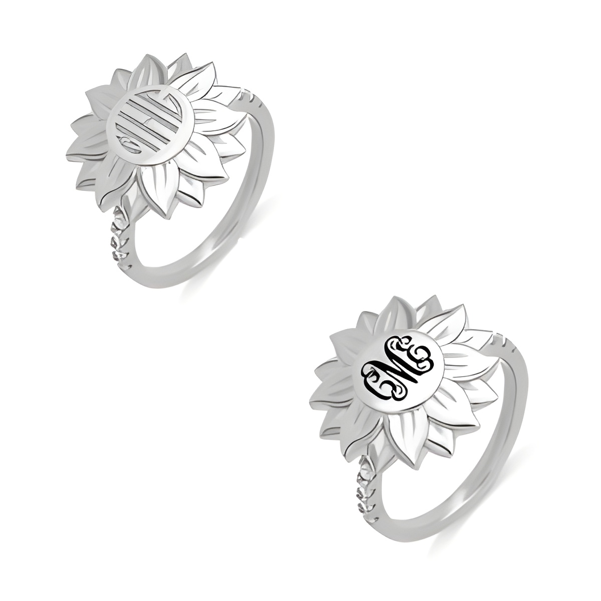 CAM016-CAM017_featured Engraved sunflower ring for her in sterling silver