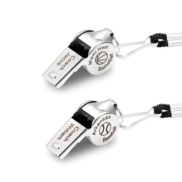 Engraved sports whistle for coaches and referees