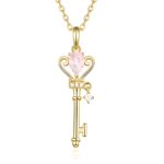 Unlock Endless Affection – Gemstone Key Necklace in Sterling Silver – For Your Cherished One - Image 3