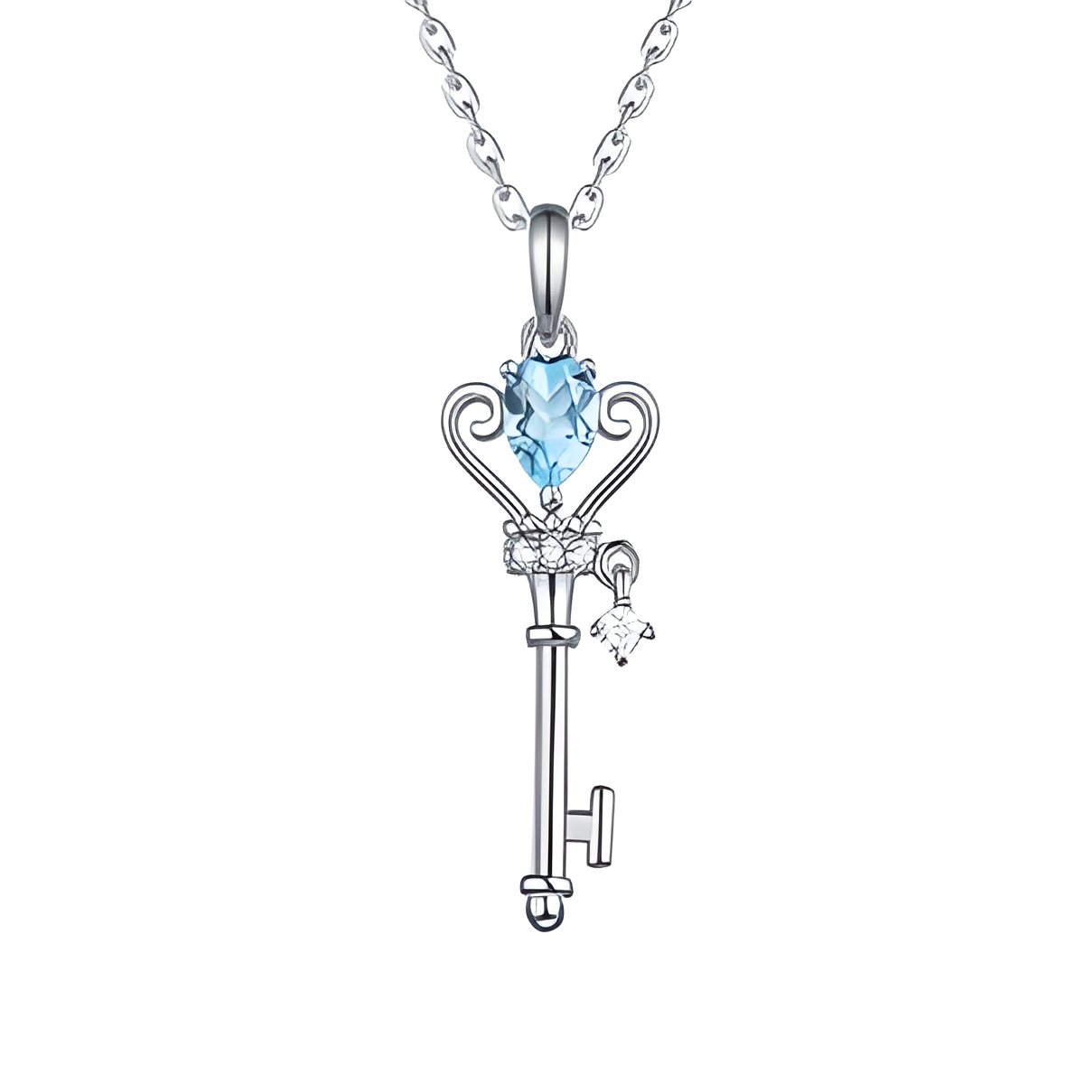 Gemstone key necklace for her, a symbol of love