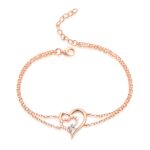 Double heart birthstone bracelet for cherished moments