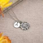 Embrace Sunshine and Hope – Initial Sunflower Necklace – A Loving Reminder for Friends and Loved Ones - Image 3
