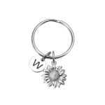 Engraved sunflower keychain gift for nature lovers