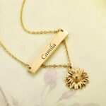 Embrace Sunshine and Warmth – Custom Sunflower Bar Necklace – A Cherished Token for Her - Image 2