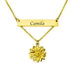 Custom sunflower bar necklace symbolizing warmth and love