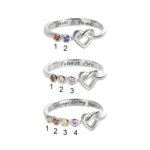 Carry Your Loved Ones Close – Birthstone Heart Ring in Sterling Silver – A Timeless Embrace for Her - Image 2
