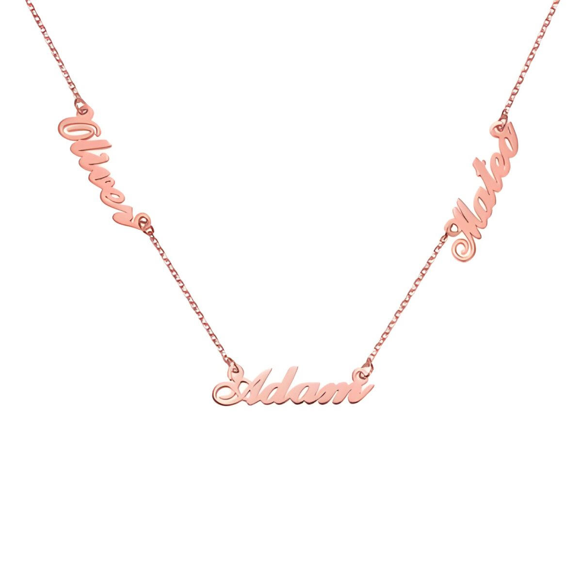 Three name necklace personalized gift close up