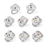 Heart-shaped family tree ring with personalized birthstones