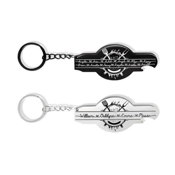 Custom barbecue bottle opener keychain for Dad