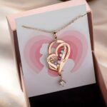 Embrace Eternal Bonds – Double Heart Necklace with Custom Birthstones & Names – A Mother's Timeless Treasure - Image 2