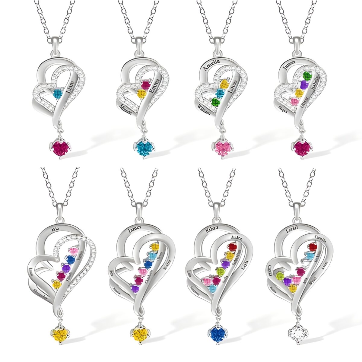 Personalized double heart necklace for mothers