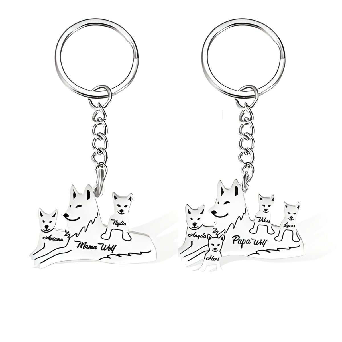 Custom wolf family keychain for cherished parents and grandparents