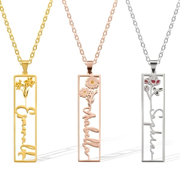 Birth flower name necklace for heartfelt connections
