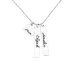 Engraved heart and bar necklace for loved ones