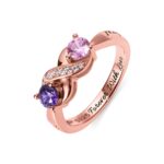 Engraved infinity ring with birthstones for cherished loved ones