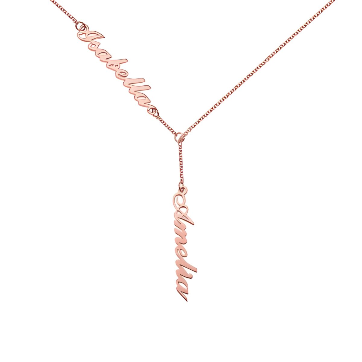 Y-shaped name necklace with two names for love