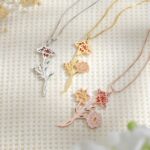 Embrace Family Blooms – Custom Birth Flower Bouquet Necklace – A Cherished Treasure for Mom and Grandma - Image 2