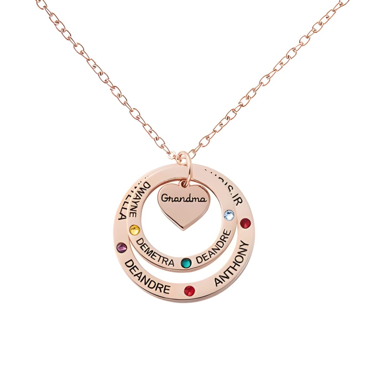Custom birthstone necklace for mom with names
