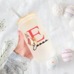 Sip in Style with a Personalized Easter Bunny Glass Cup – Frosted Tumbler with Bamboo Lid & Straw for Kids & Family - Image 6
