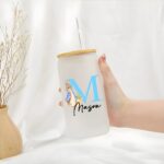 Sip in Style with a Personalized Easter Bunny Glass Cup – Frosted Tumbler with Bamboo Lid & Straw for Kids & Family - Image 7