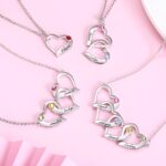 Embrace Connected Hearts – Sterling Silver Birthstone Necklace – A Treasure for Loved Ones - Image 3