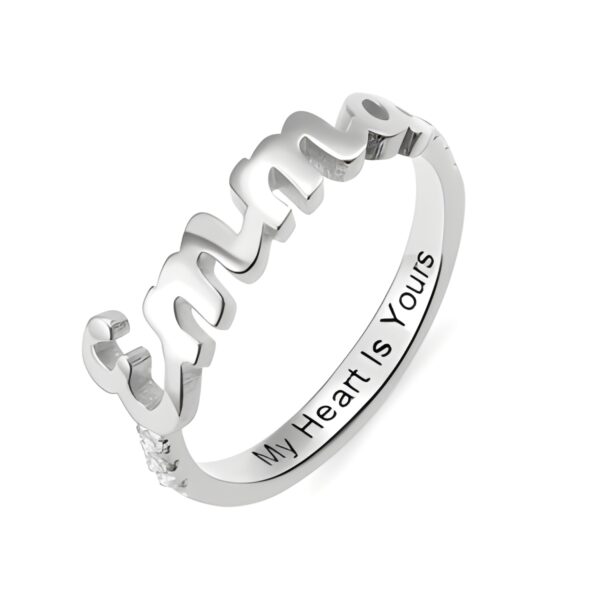 Personalized name birthstone ring for cherished stories