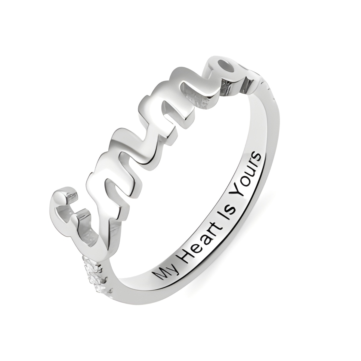 Personalized name birthstone ring for cherished stories