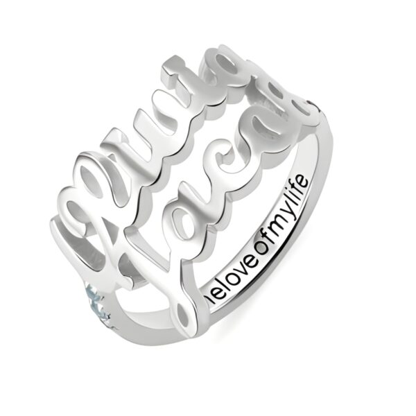 Two names birthstone ring for cherished connections