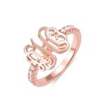 Personalized monogram birthstone ring in rose gold