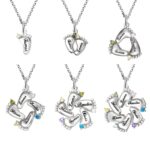 Silver baby feet birthstone necklace for mothers