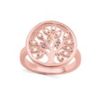 family tree birthstone ring in rose gold