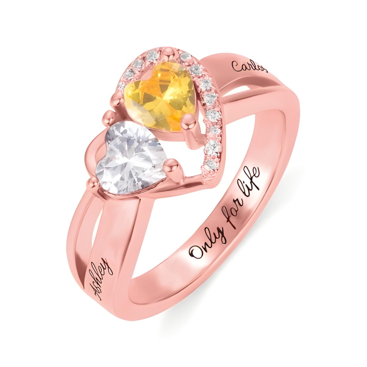 CBF72_featured Heart birthstone ring for couples in sterling silver
