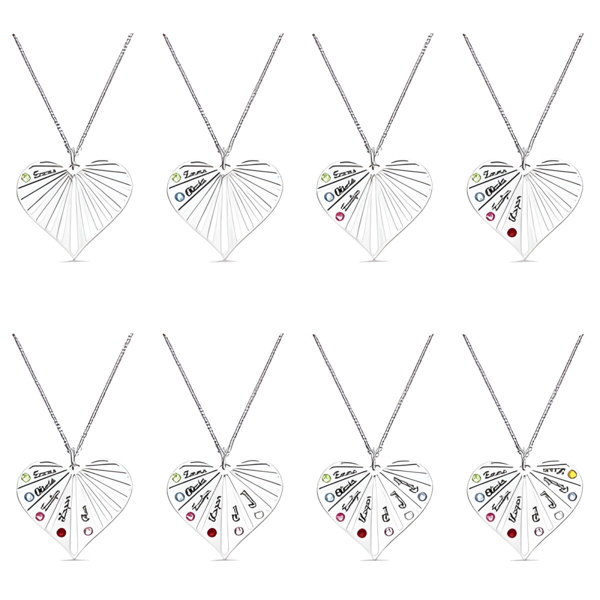 Split heart birthstone necklace representing family love